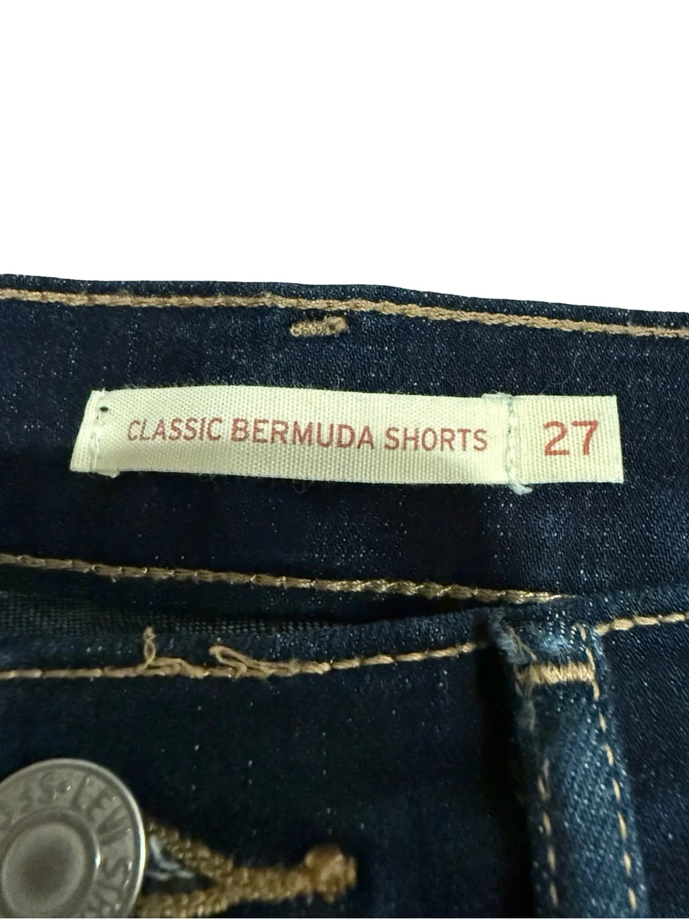 Levi’s Classic Bermuda Denim Shorts Women’s 27 Dark Wash Cuffed Long Jean Shorts